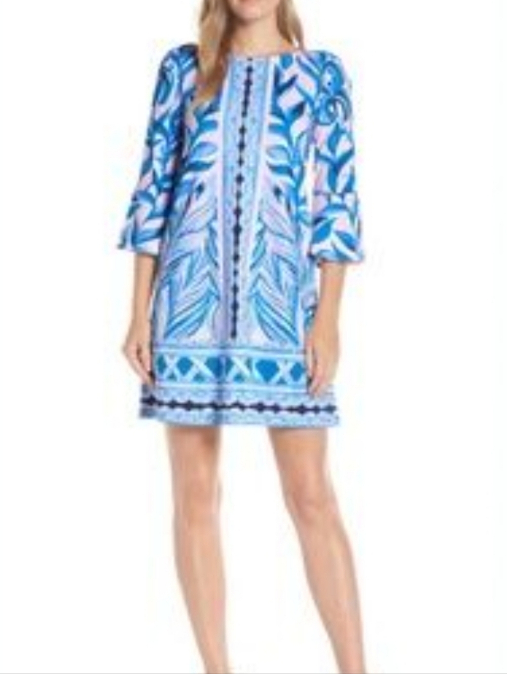 Lilly Pulitzer Ophelia Swing Dress XS Bell Sleeves Pink Tropics Heat Wave Print